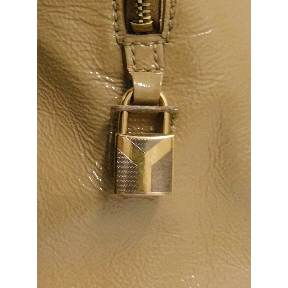 YSL Yves Saint‎ Laurent Majorelle Beige Patent Leather Large Satchel Bag Italy